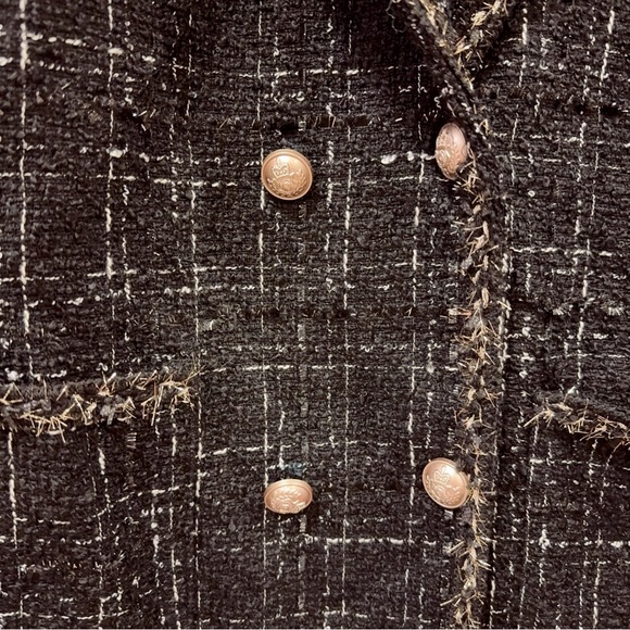 J.ING Abbas Black Double-Breasted Tweed Coat Jacket Blazer Size Small NWT - Picture 8 of 11
